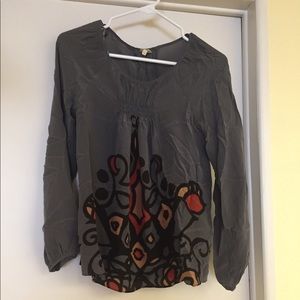 Anthropologie Tea Honey 100% silk top